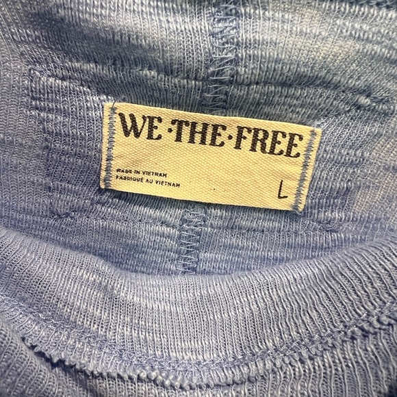 We The Free Vibrant Blue Knit Top Size L Elbow Length 100% Cotton - Picture 4 of 9